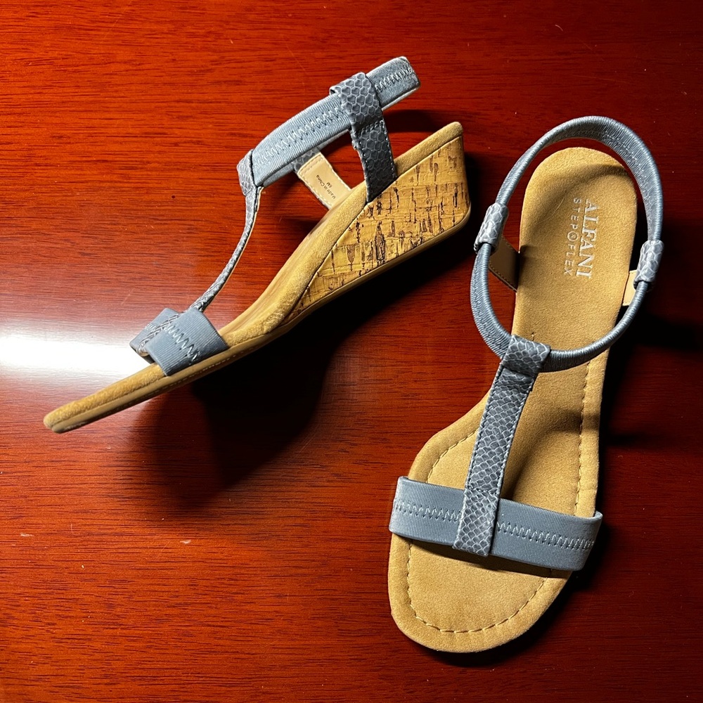 Alfani Blue and Tan Sandals - Picture 2 of 3